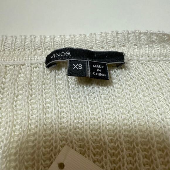 Vince Women‎ Sweater White Black Colorblock Linen Open Knit V195575451 XS - Picture 3 of 10